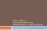 PSY 303 EXPERIMENTAL RESEARCH METHODS