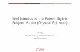 Brief Introduction to Patent Eligible Subject Matter ...
