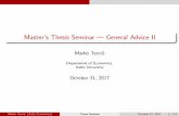 Master's Thesis Seminar — General Advice II