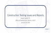 Construction Testing Issues and Reports