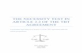 THE NECESSITY TEST IN ARTICLE 2.2 OF THE TBT AGREEMENT