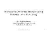 Increasing Antenna Range using Plasma Lens Focusing
