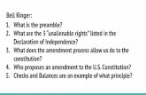 Bell Ringer: 1. What is the preamble? 2. What are the 3 ...