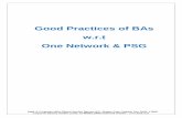 Good Practices of BAs w.r.t One Network & PSG