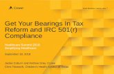 Get Your Bearings In Tax Reform and IRC 501(r) Compliance