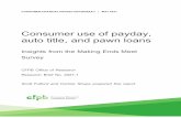 Consumer use of payday, auto title, and pawn loans