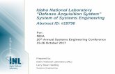 Idaho National Laboratory “Defense Acquisition System ...
