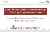 DAC in support of Proficiency Testing in member state