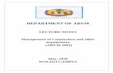 LECTURE NOTES Management of Cooperative and other ...