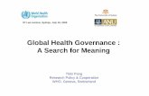 Global Health Governance : A Search for Meaning