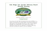 Oak Ridge Site Specific Advisory Board Monthly Meeting