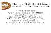 Honor Roll 2nd Quarter School Year 2019 – 2020