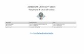AMBEDKAR UNIVERSITY DELHI Telephone & Email Directory