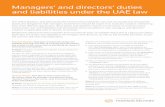 Managers’ and directors’ duties and liabilities under the ...