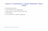 Lecture 4: Classiﬁcation. Logistic Regression. Naive Bayes