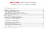 Graduate Program Catalog 2020-2021