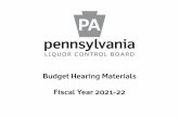 Budget Hearing Materials Fiscal Year 2021-22