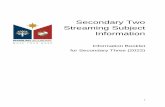 Secondary Two Streaming Subject Information