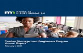 Teacher Shortage Loan Forgiveness Program Report - 2021
