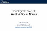 Sociological Theory II Week 4: Social Norms