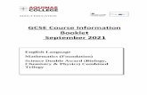 GCSE Course Information Booklet September 2021