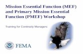 Mission Essential Function (MEF) and Primary Mission ...