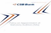 Policy on Appointment of Statutory Auditors (SAs)