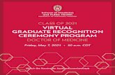 CLASS OF 2021 VIRTUAL GRADUATE RECOGNITION CEREMONY …