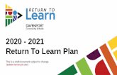 2020 - 2021 Return To Learn Plan