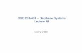CSC 261/461 –Database Systems Lecture 18