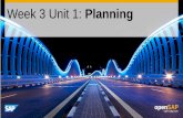 Week 3 Unit 1: Planning - SAP