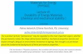Materials for Energy [PHY563] Lecture VI: Durability of ...