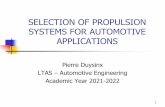 SELECTION OF PROPULSION SYSTEMS FOR AUTOMOTIVE …