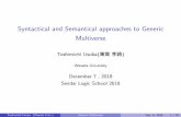 Syntactical and Semantical approaches to Generic Multiverse