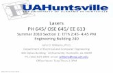 Lasers PH 645/ OSE 645/ EE 613 - UAH - Engineering