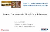 Role of QA person in Blood Establishments