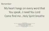 My heart hangs on every word that You speak…I need You ...