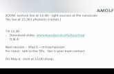 ZOOM Lecture live at 13:30 light sources at the nanoscale ...