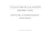‘CUED ARTICULATION’ WORD LIST INITIAL CONSONANT SOUNDS
