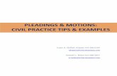 PLEADINGS & MOTIONS: CIVIL PRACTICE TIPS & EXAMPLES