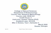 College of Natural Sciences Department of Biotechnology ...