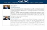2021 Corporate Counsel College Speakers - iadclaw.org