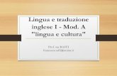 Lingua e traduzione inglese I -Mod. A lingua e cultura