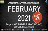 Important Current Affairs MCQs FEBRUARY 2021