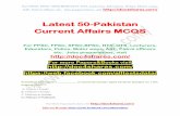 Latest 50-Pakistan Current Affairs MCQS