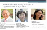 Webinar Title: Doing Business & Opportunities in Myanmar