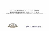 SUMMARY OF SASRA REQUIRED REPORTS