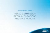 ROYAL COMMISSION RECOMMENDATIONS AND ANZ ACTIONS