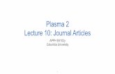 Plasma 2 Lecture 10: Journal Articles - Columbia University