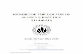 HANDBOOK FOR DOCTOR OF NURSING PRACTICE STUDENTS